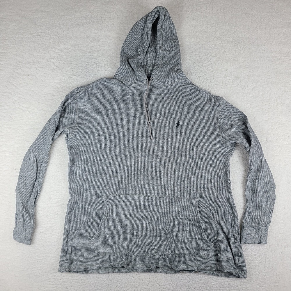 Polo Ralph Lauren Hoodie Mens XLT XL Tall Gray Thermal Cotton Activewear‎ *